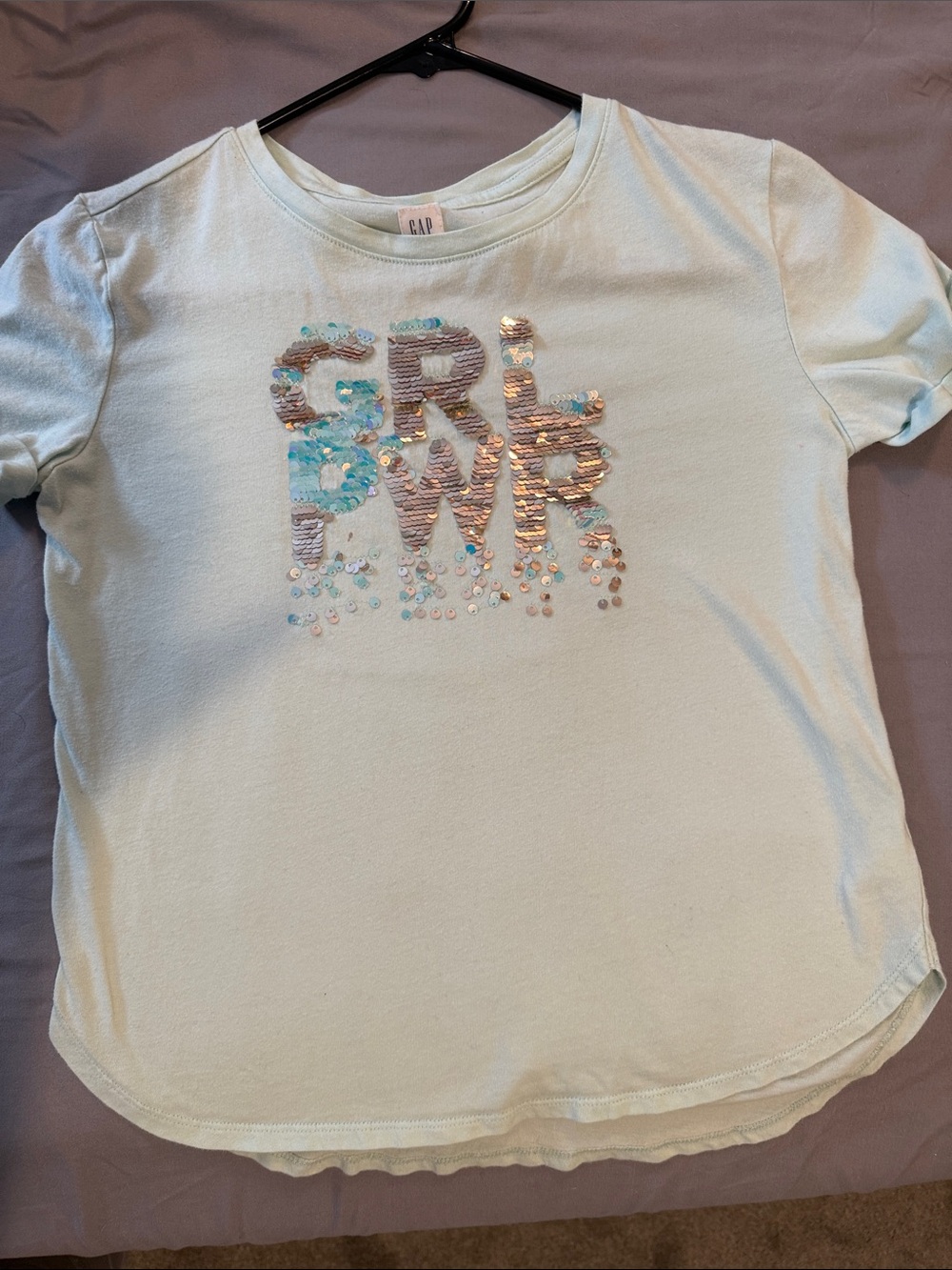 GAP Light Mint Sequin Letter Graphic Tee